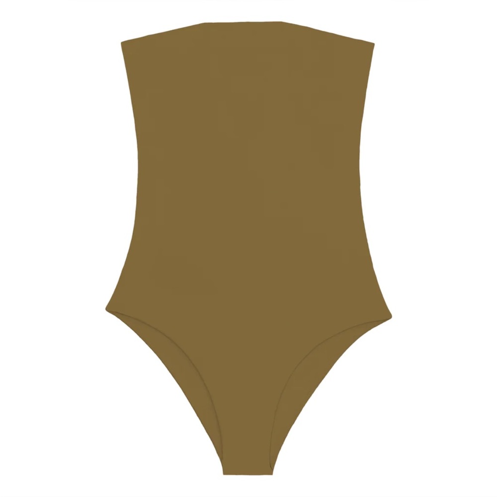 New With Tags: Mikoh “Kea” strapless one piece; Size Small; “husk” colorway